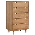 thumbnail image 1 of 48 in. 5 Drawer Wooden Chest with Cutout Pulls, Brown, 1 of 1