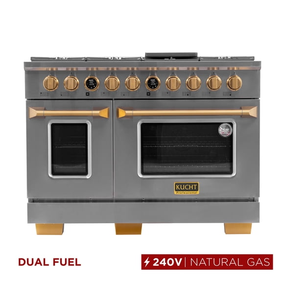 48 in. 6.7 cu. ft. 8 Burners Dual Fuel Range for Natural Gas in Stainless Steel