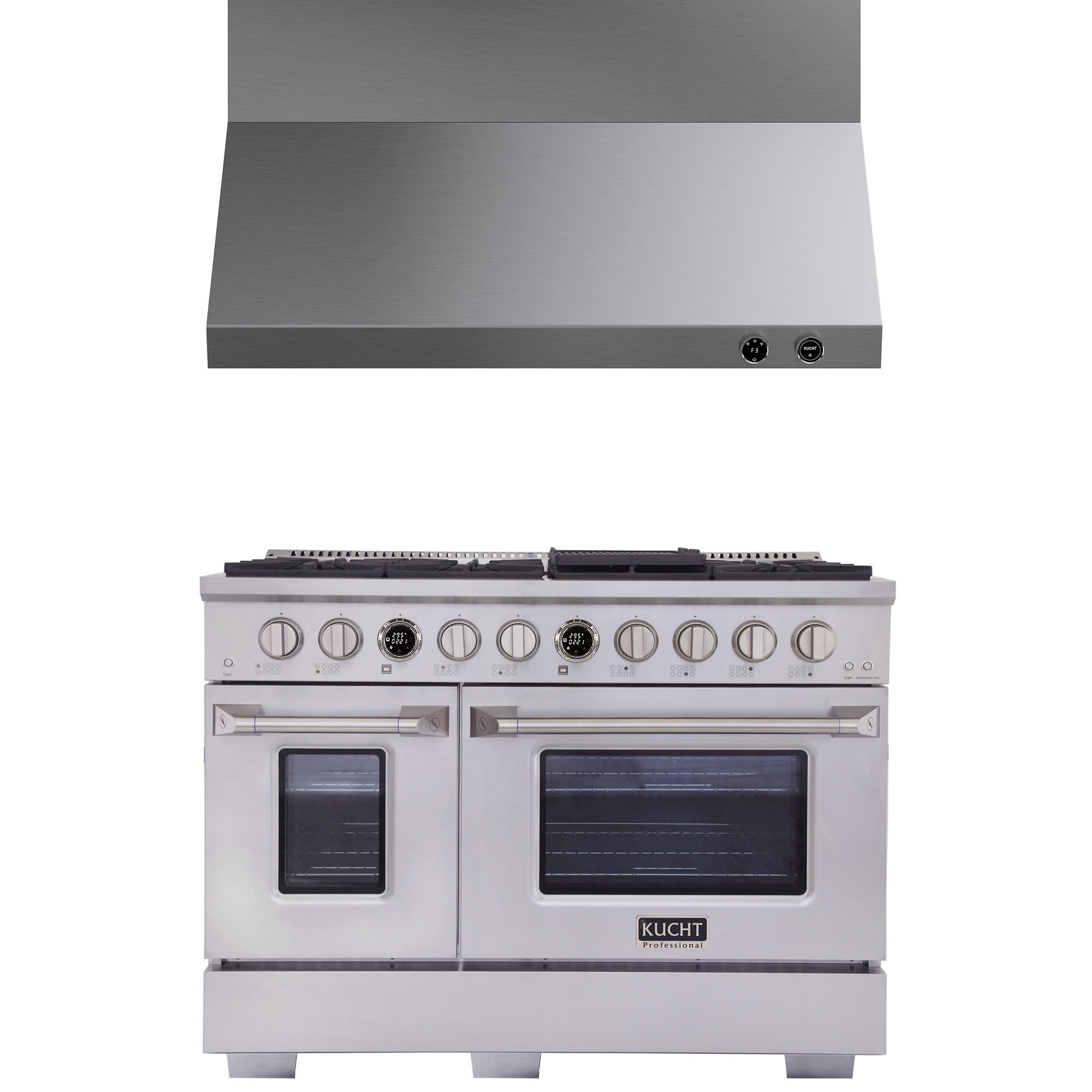 48 in. 6.7 cu. ft.  Dual Fuel Range for Propane Gas  + Wall Mount Range Hood