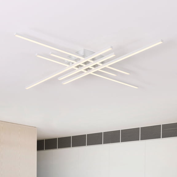 48 in. 6-Lights Linear White LED Triac Dimmable Flush Mount for Living Room Restaurant Hotel, LED 48-Watt