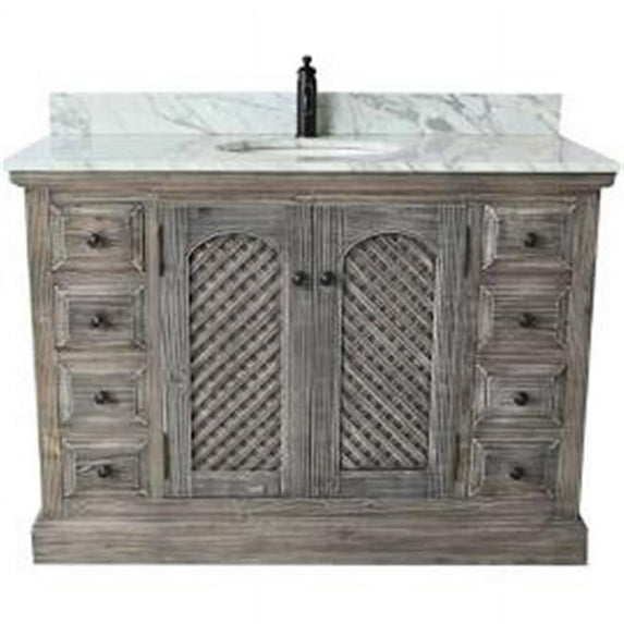 48 in. 81 Series Rustic Solid Fir Single Sink Vanity with Metal Glide, Grey