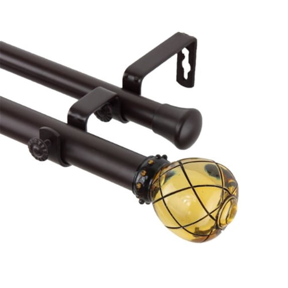 48 in. - 84 in. 1 in. Supreme Double Curtain Rod Set in Clear Champagne