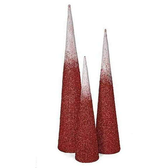 48 in. Beaded Ombre Cone Tree, Red & White