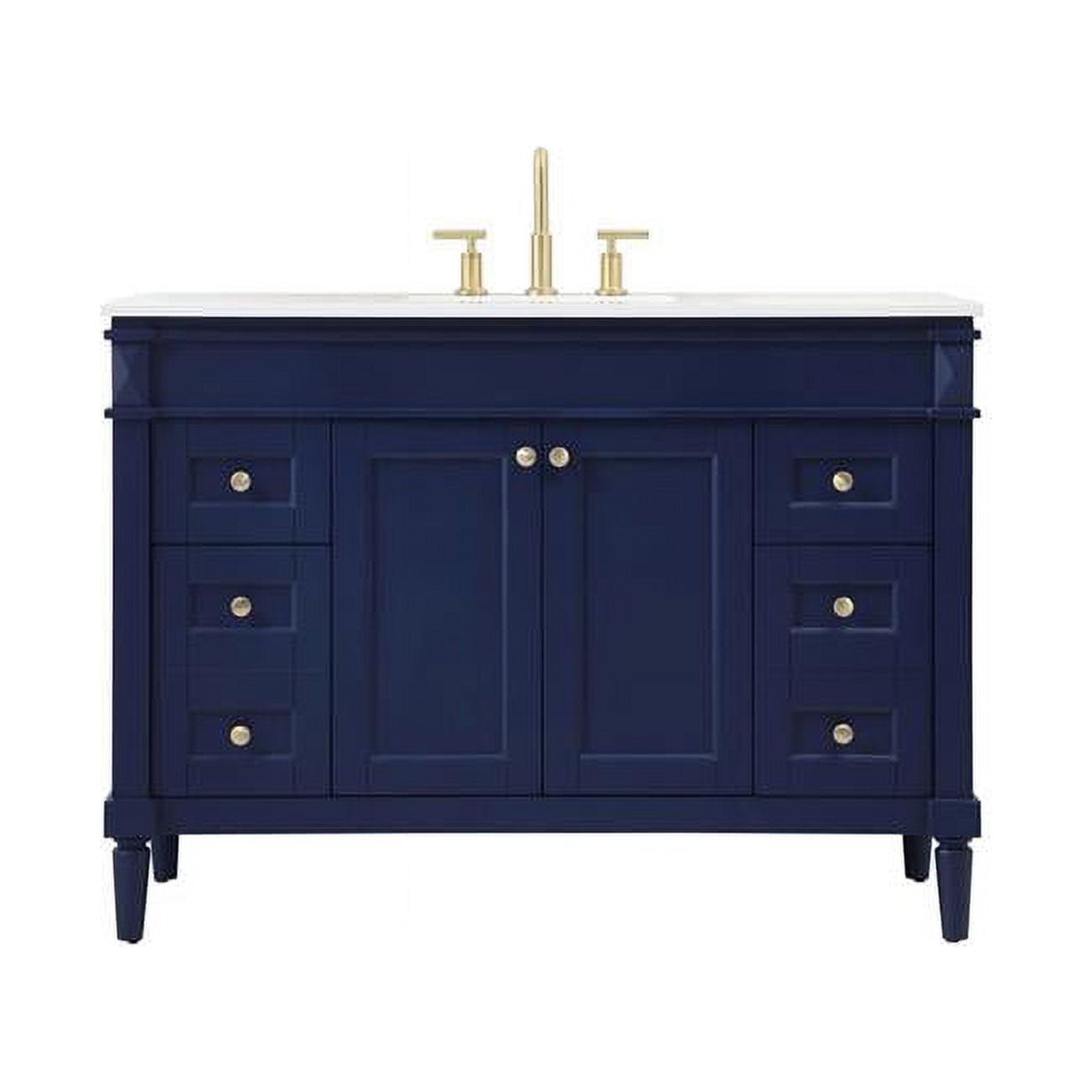 48-Inch Blue and White Marble Single Bathroom Vanity