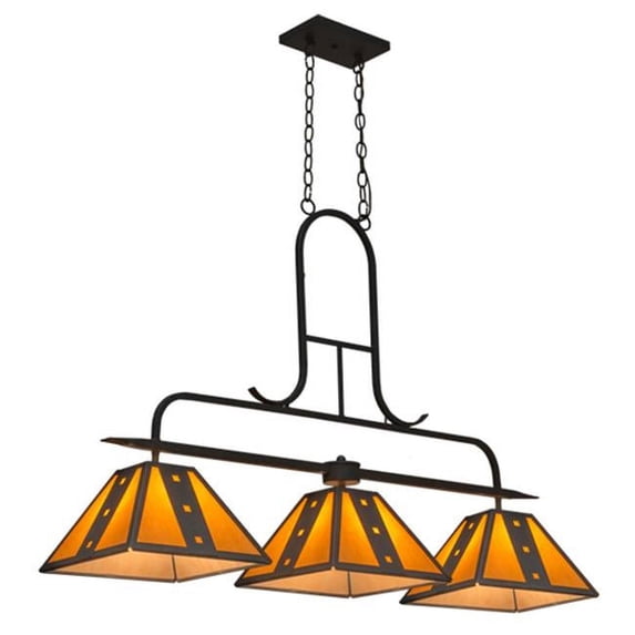 48 in. Biltmore 3 Light Island Pendant, Copper Rust & Tea Stained Acrylic