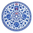 Tree Design Tile 48 in Blue and White Floral Tile Christmas Tree Skirt, Round Holiday ...