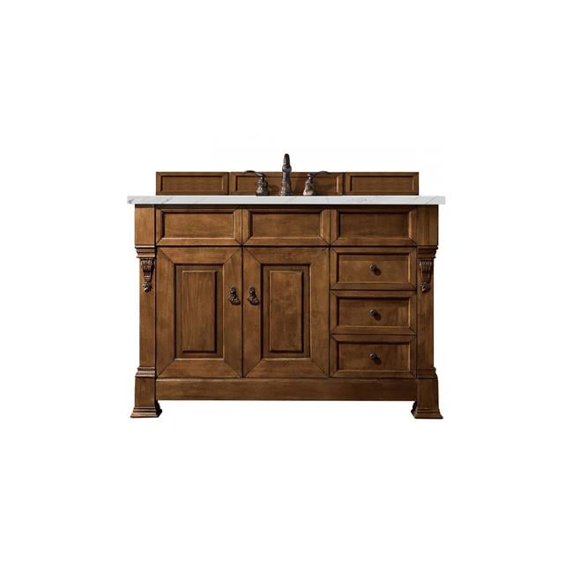 48 in. Brookfield Single Vanity with 3 cm Ethereal Noctis Quartz Top, Country Oak