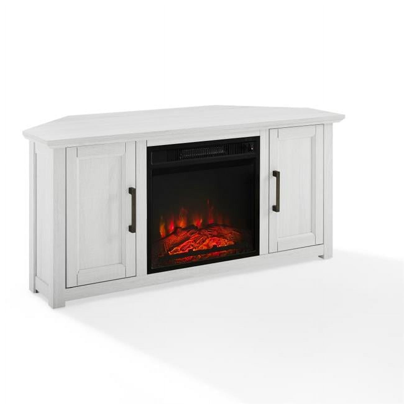 48 in. Camden Corner TV Stand with Fireplace Whitewash