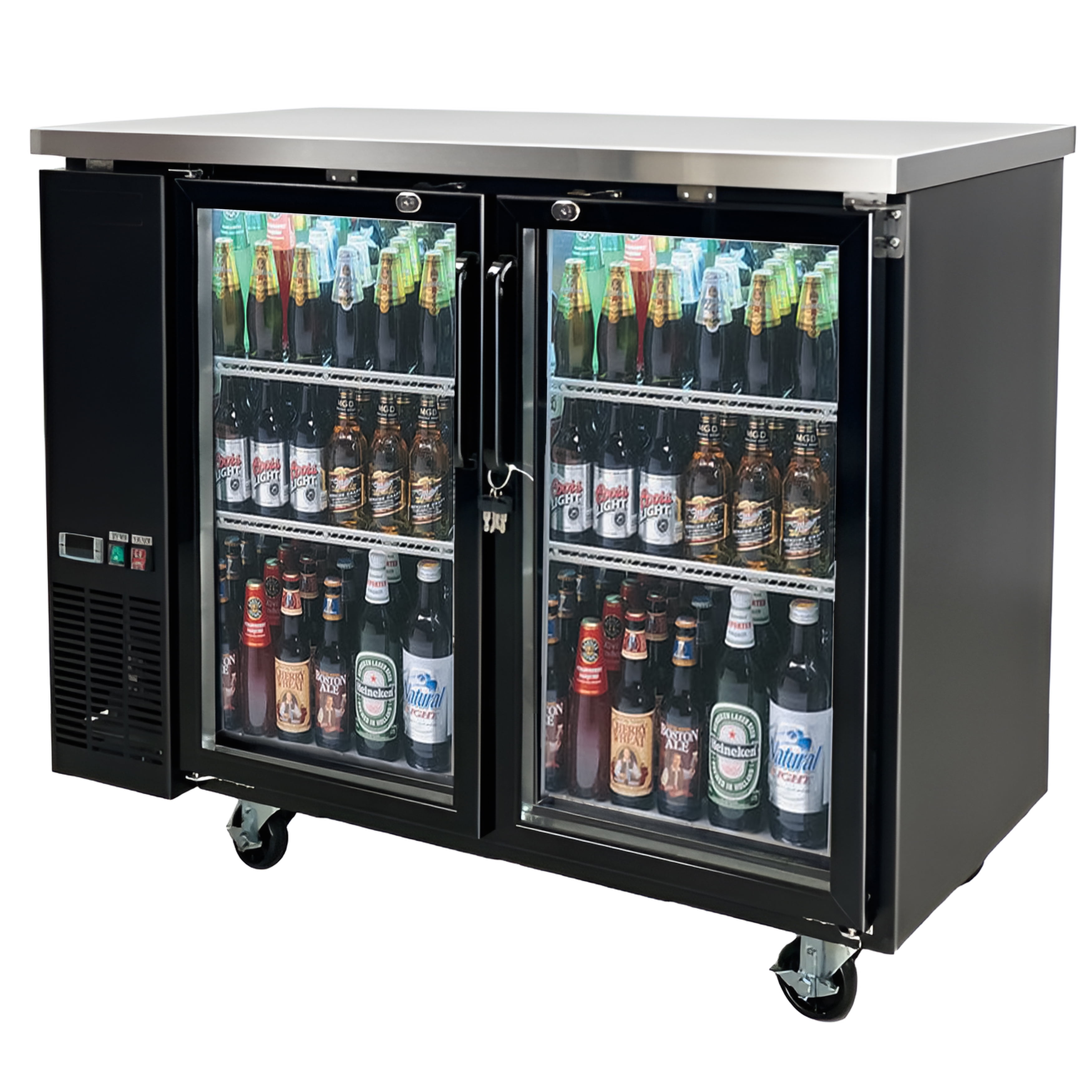48 in. Commercial Beer Glass Door Back Bar Refrigerator Case 12 Cu. Ft. Beer Cooler