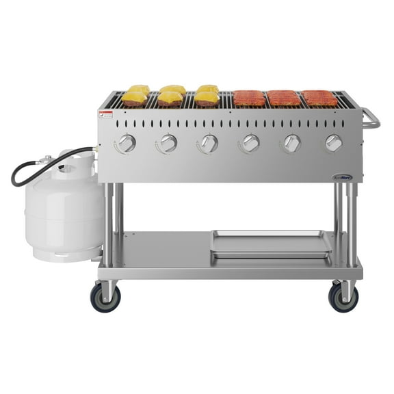 48 in. Commercial Mobile Outdoor Grill Stainless Steel, ETL Listed in Stainless-Steel (KM-CGM-48)