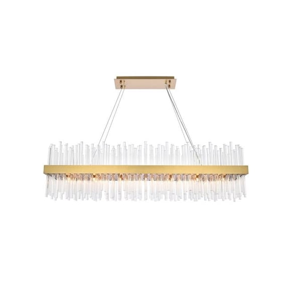 48 in. Dallas Rectangle Crystal Pendant, Satin Gold