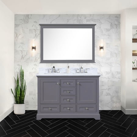 48 in. Double Bath Vanity of Dark Grey / Soft - Closing Drawers & Fast Setup