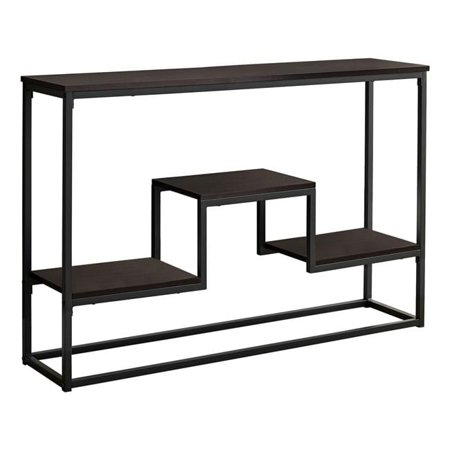 48 in. Espresso & Black Metal Hall Console Accent Table