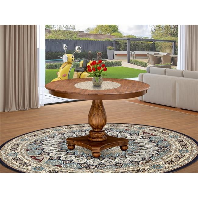 48" Round Sandblasting Antique Walnut Rubberwood Dining Table