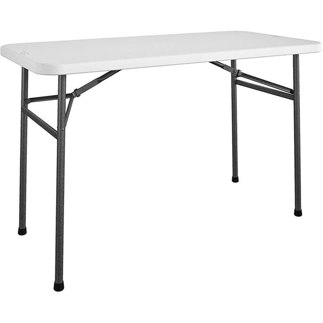 4ft White HDPE Folding Camping Table with Steel Legs