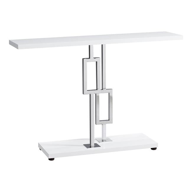 Glossy White Geometric Metal Base 47'' Console Table