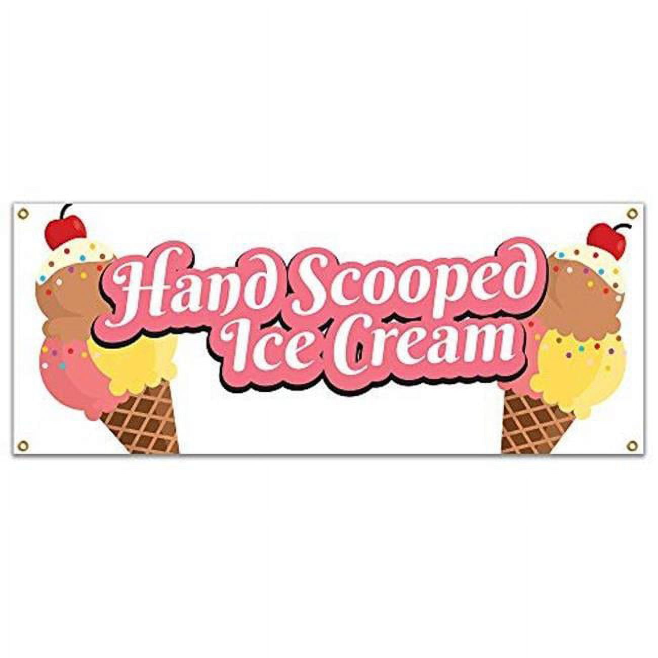 48 in. Hand Scooped Ice Cream Banner with Concession Stand Food Truck