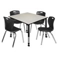 thumbnail image 1 of 48 in. Kee Square Height Adjustable Mobile Classroom Table, Maple & 4 Andy 18 in. Stack Chairs - Black, 1 of 1