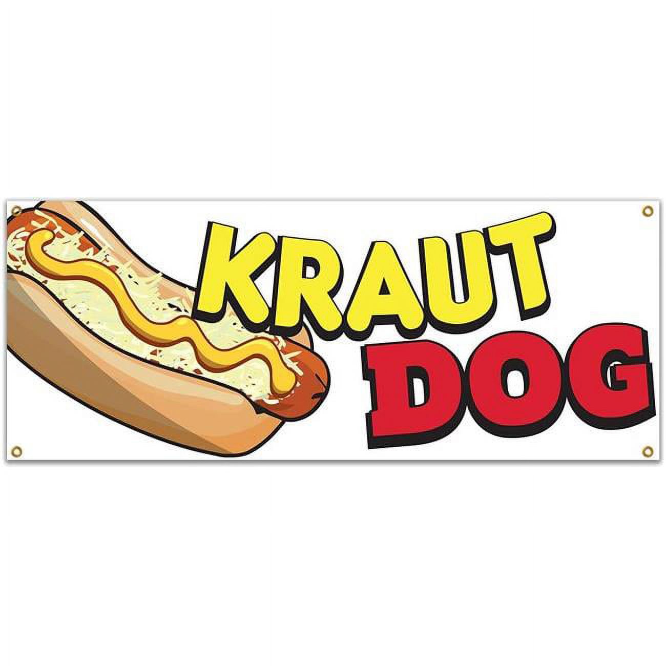 48 in. Kraut Dog Banner with Concession Stand Food Truck Single Sided