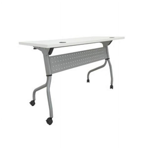 48 in. Laminate Flip Top Training Table, Silver & White