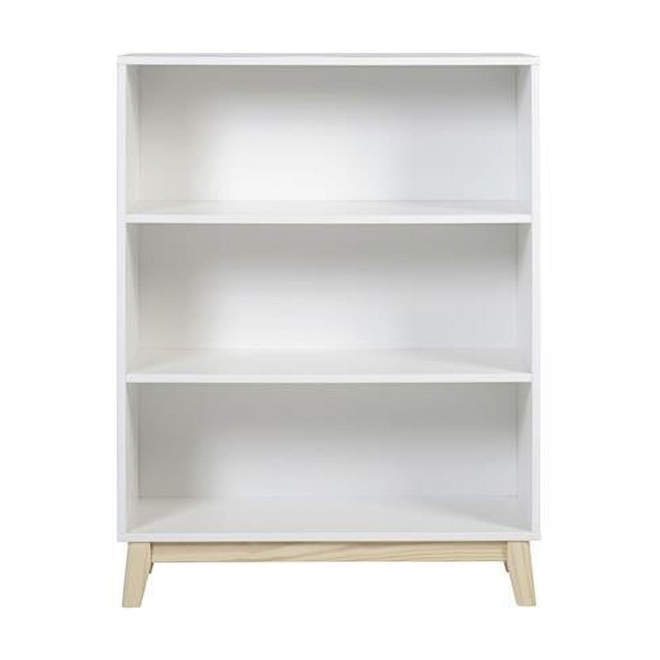 White Wood 48" Adjustable 3-Shelf Kids Bookcase