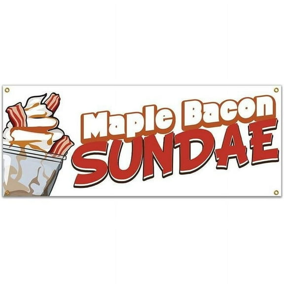 48 in. Maple Bacon Sundae Banner with Concession Stand Food Truck Single Sided