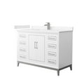 thumbnail image 1 of 48 in. Marlena Single Bathroom Vanity with Carrara Cultured Marble Countertop, Undermount Square Sink & Brushed Nickel Trim - White, 1 of 1