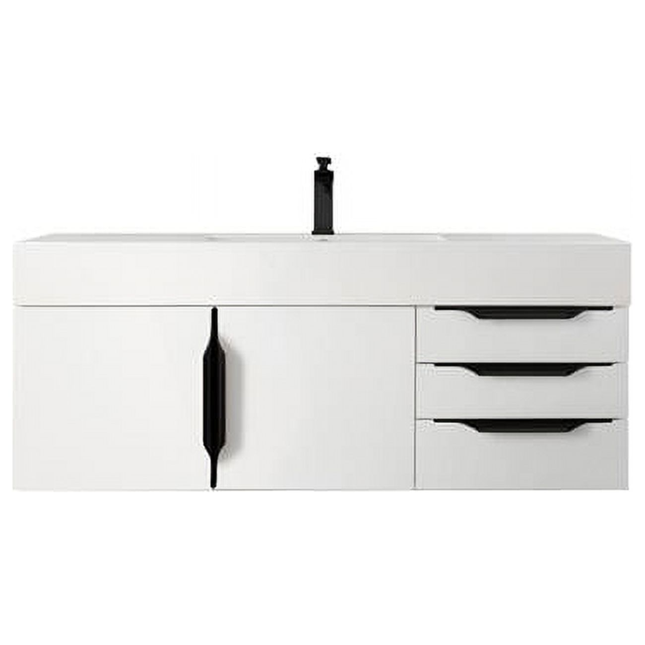 Merce Vanity 48 in. Mercer Island Single Vanity with Composite Top, Glossy White ...