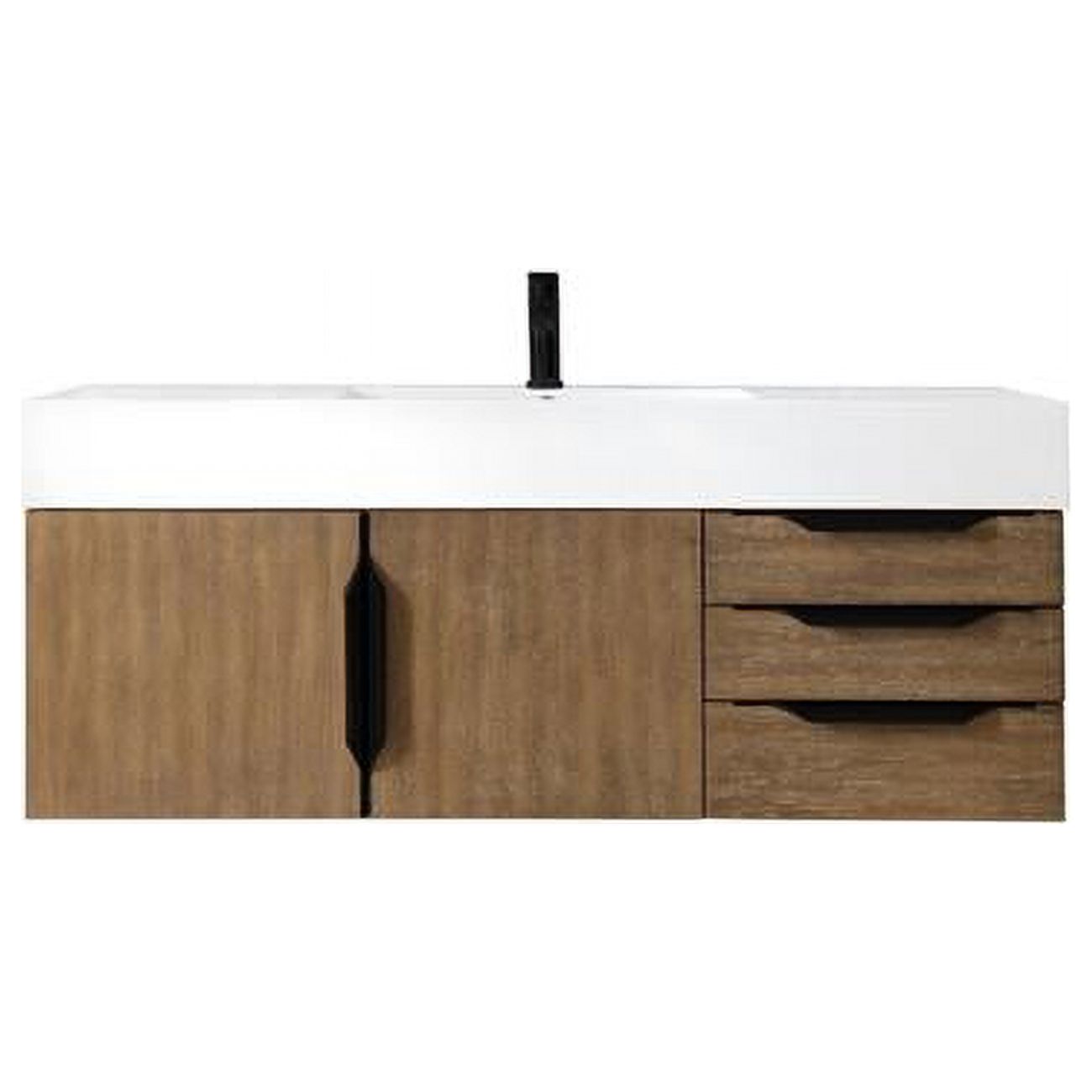 Merce Vanity 48 in. Mercer Island Single Vanity with Composite Top, Latte Oak, Matte ...