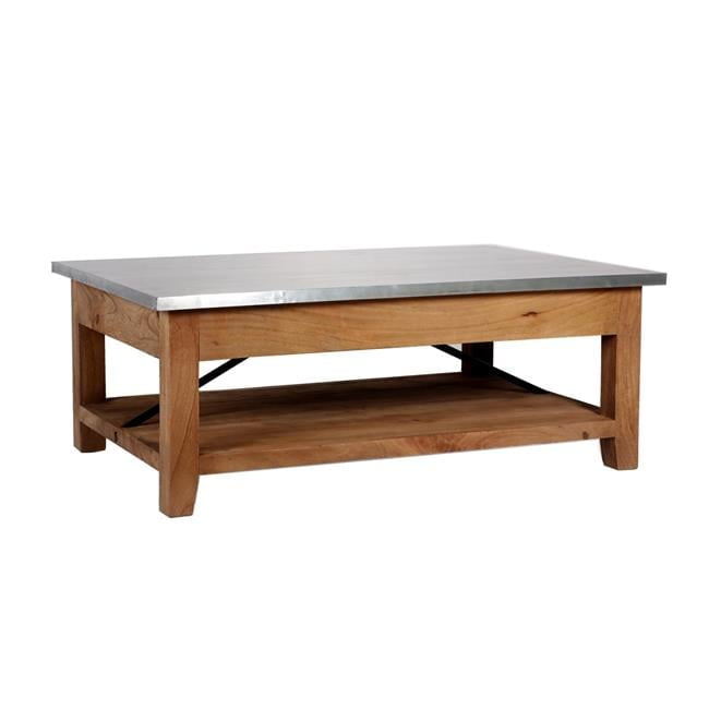 48 in. Millwork Wood & Zinc Metal Coffee Table with Shelf - Walmart.com