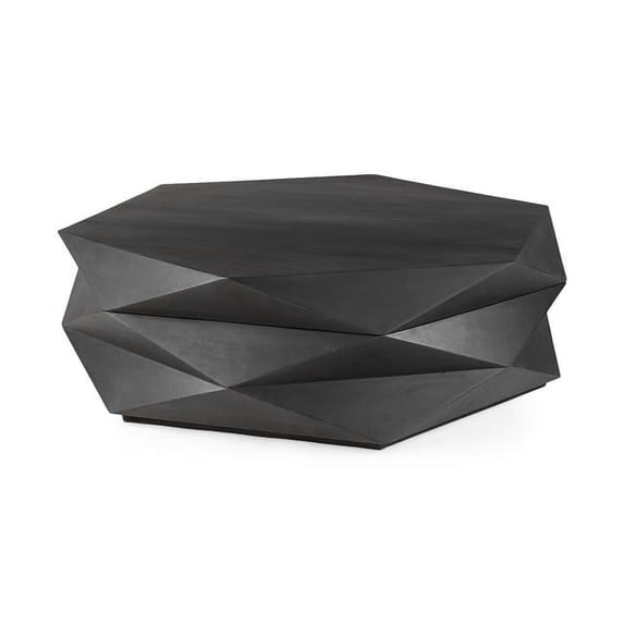 48 in. Mod Geometric Black Solid Wood Coffee Table