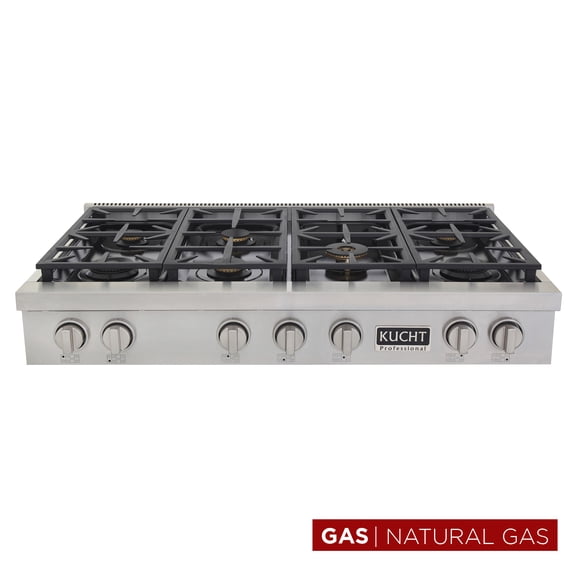 48 in. Natural Gas Range Top in Stainless Steel with Classic Silver Knobs