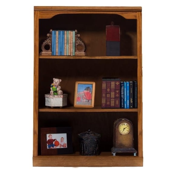 48 in. Oak Open Bookcase with Plain Base, Dark