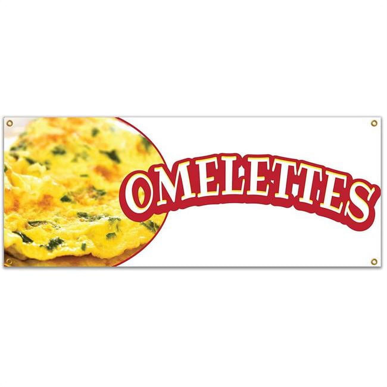 48 in. Omelettes Banner with Concession Stand Food Truck Single Sided