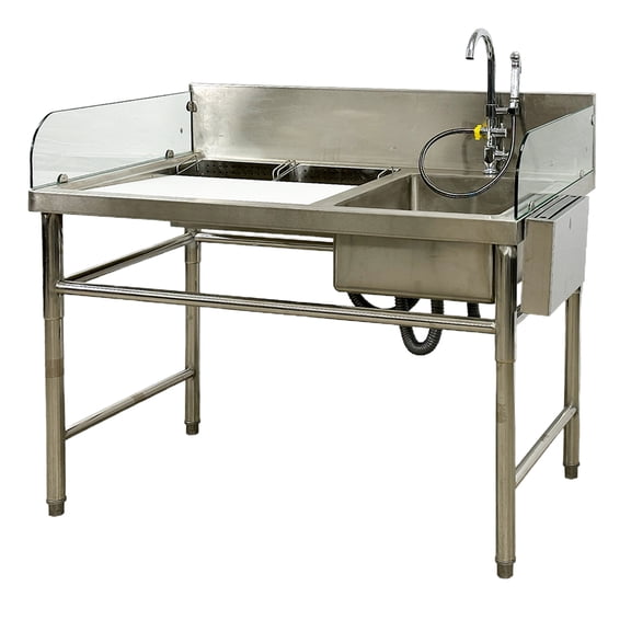 48 in. One Compartment Sink, Folding Fish Table Hunting Clean Cutting Camping Sink, Stainless Steel