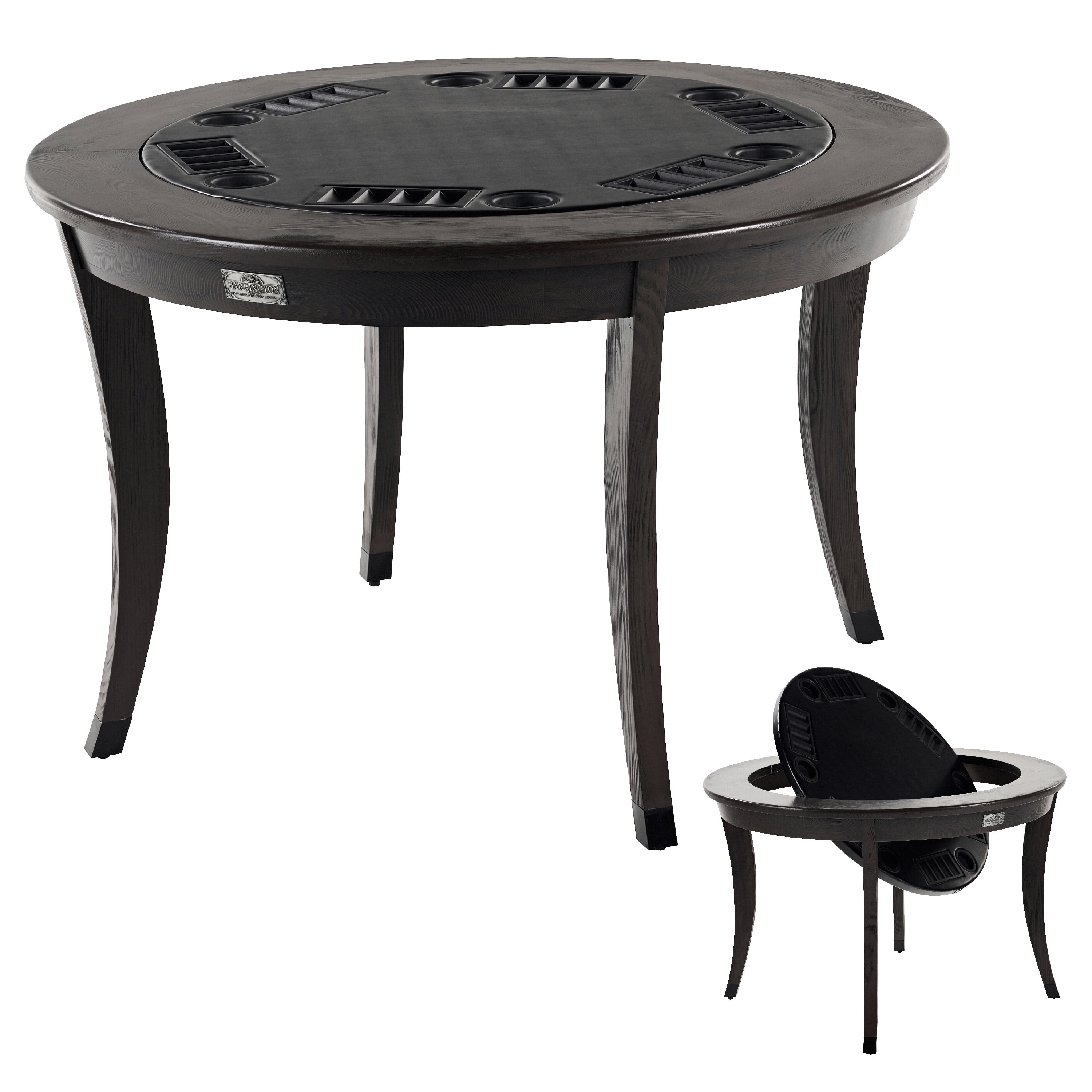 48-Inch Onyx Round Wood and Felt Poker Table