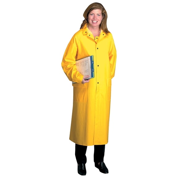 West Chester 9010-3XL 48" Yellow PVC over Polyester Raincoat, 0.35 mm, with Detachable Hood, Size 3X-Large
