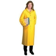 West Chester 9010-L 48" Yellow PVC over Polyester Raincoat, 0.35 mm, with Detachable Hood, Size Large