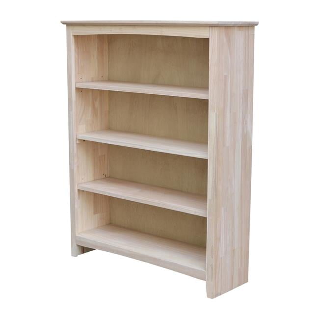 Traditional Solid Wood Adjustable Brown Shaker Bookcase 48"H