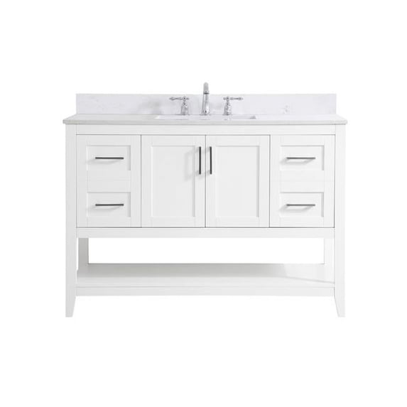 48 in. Single Bathroom Vanity, White with Backsplash