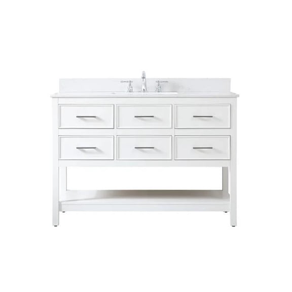 48 in. Single Bathroom Vanity, White with Backsplash