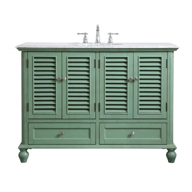 48" Vintage Mint Single Bathroom Vanity with Carrara Marble Top