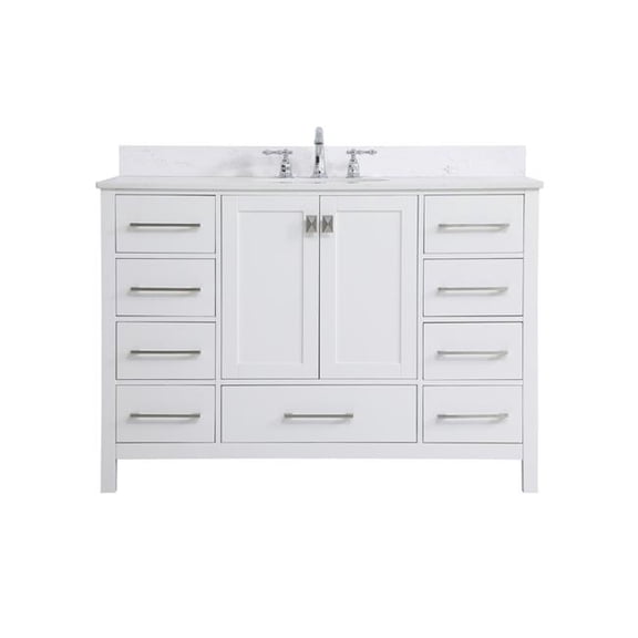 48 in. Single Bathroom Vanity with Backsplash in White