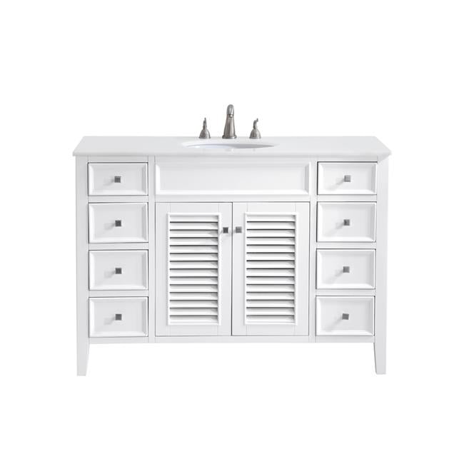 48" Antique White Freestanding Vanity with Quartz Countertop