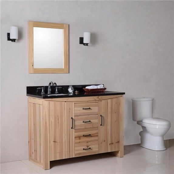 48 in. Single Center Sink Vanity Solid Fir Galaxy Natural, Black