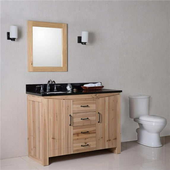 48 in. Single Left Side Sink Vanity Solid Fir Galaxy Natural, Black