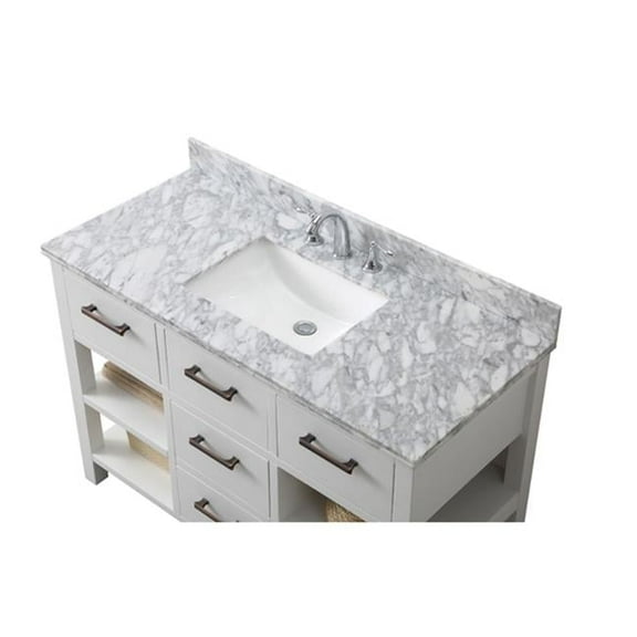 48 in. Single Sink Vanity With Carrara White Marble Top In White
