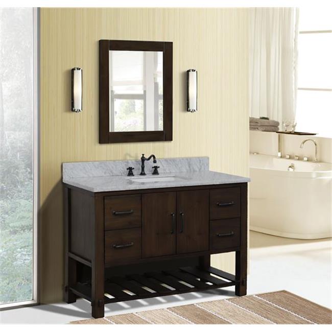 48 in. Single Sink Vanity with Wood & Marble Top, Rustic & White