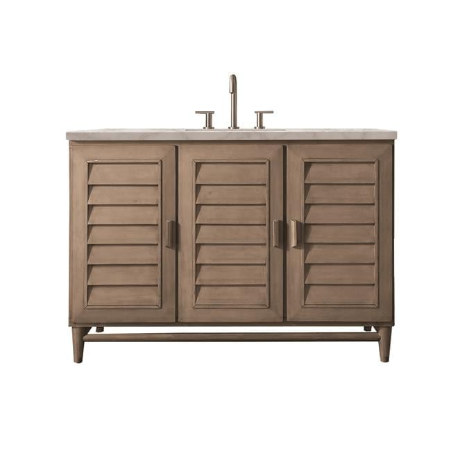 Portland 48" Whitewashed Walnut Single Vanity with Solid Wood Doors