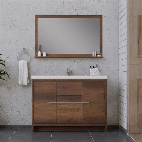 48 in. Sortino Modern Bathroom Vanity, Rosewood